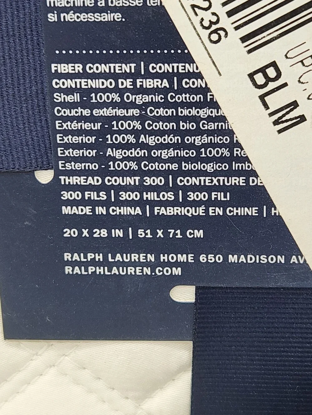 Ralph Lauren RL Quilted Sateen Argyle Standard Shams Set of 2 Studio White